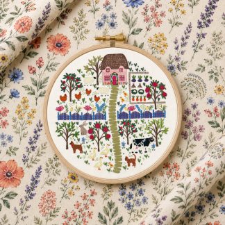 The Homestead Embroidery Pattern, Garden Sampler, Farm Animals (PDF Download)