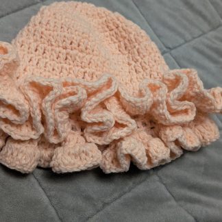 Pastel peachcrocheted kids ruffled hat