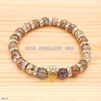 Leopard Jasper with a Paw Charm - B1210