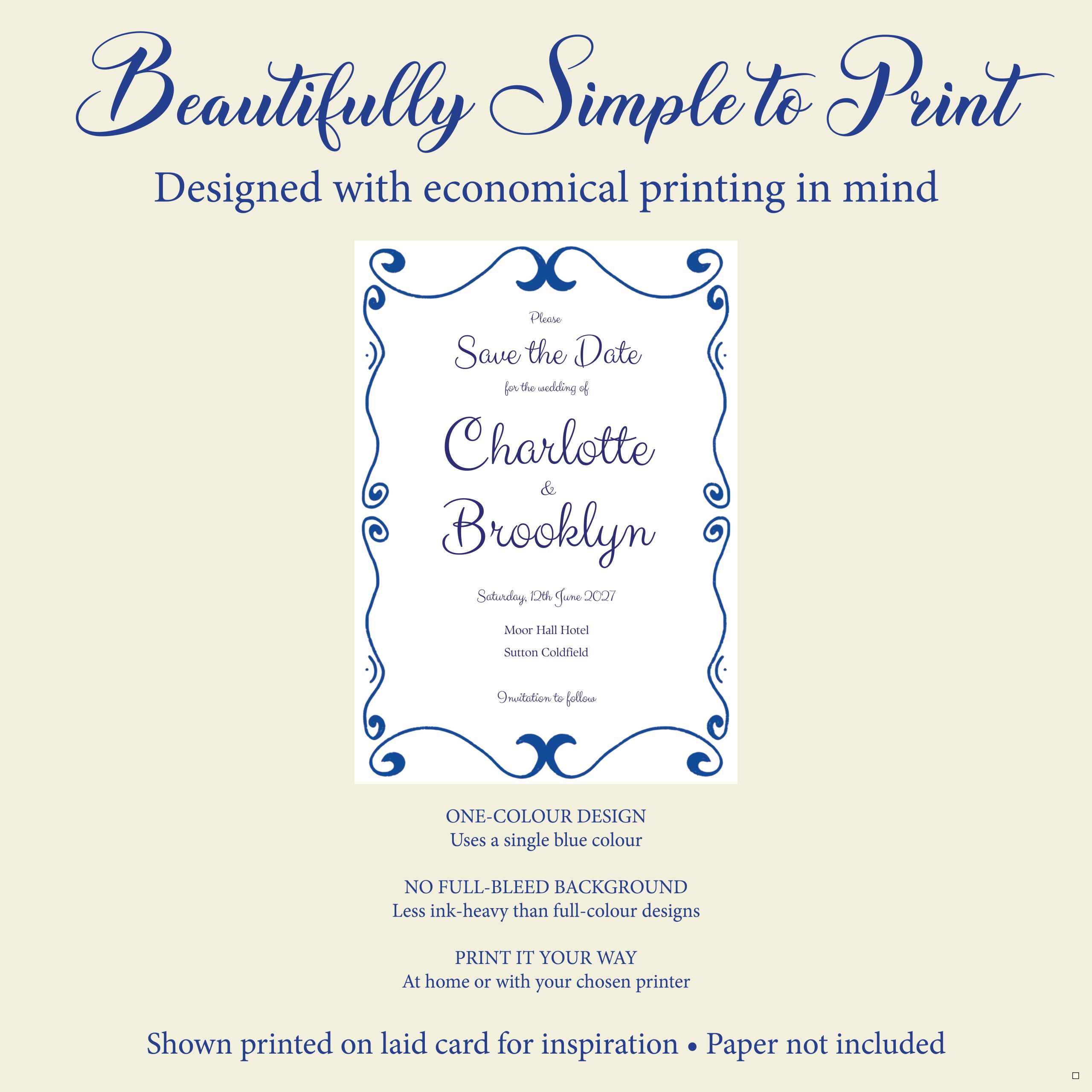 Editable Blue Save the Date Template | Printable Canva Wedding Card - Image 3