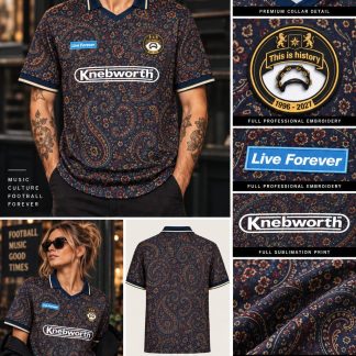 90’s Britpop band inspired football shirt | Dark Paisley print | live forever