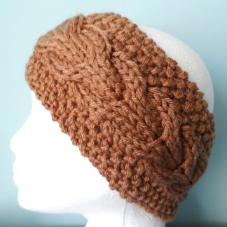 Hand knitted Chunky Caramel Cable Earwarmer or Headband Winter Boho