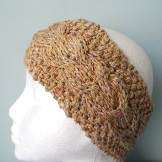 Hand knitted Chunky Coffee Cable Earwarmer or Headband Winter Boho