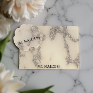 White and Silver personalised acrylic nailfie plaque for nail technicians (2), by Luxe Labelled