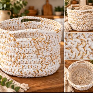 Large Handmade Crochet Basket