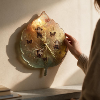 Highland Cow & Butterfly Resin Wall Clock