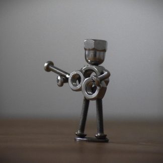 Guitar Player Sculpture Made Using Stainless Steel Nuts And Bolts Weld Art Music